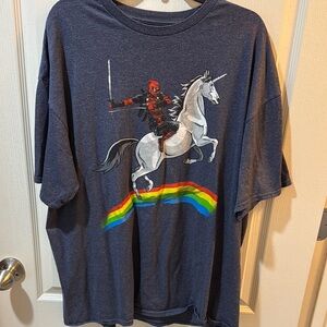 DeadpoolGraphic Tee with Unicorn and Rainbow